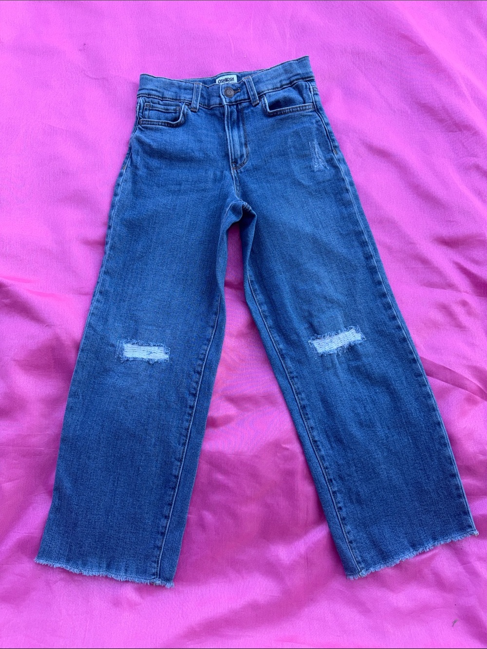 OshKosh B'gosh Dark Blue Wide-Leg Jeans with Knee Rips